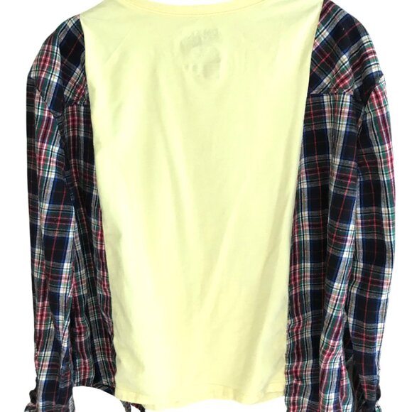 Flannel Tee Upcycle, Autumn Pumpkin Graphic, Size S-M: Oversized Long-Sleeved - Picture 7 of 12